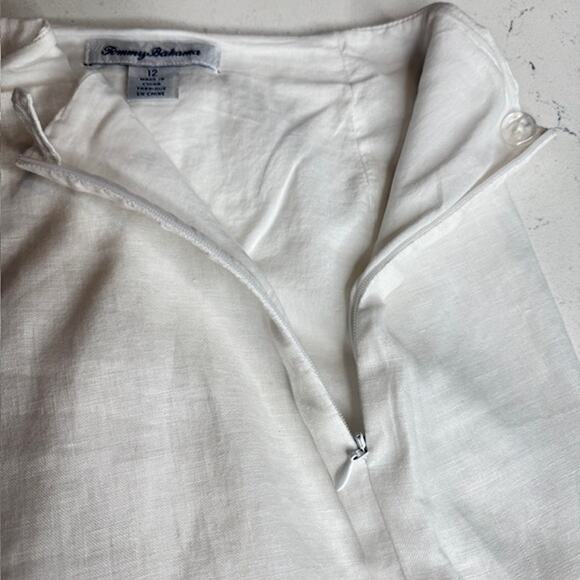 Tommy Bahama Sz 12 White Linen Raw-Edged Fringe Skirt - Picture 5 of 11